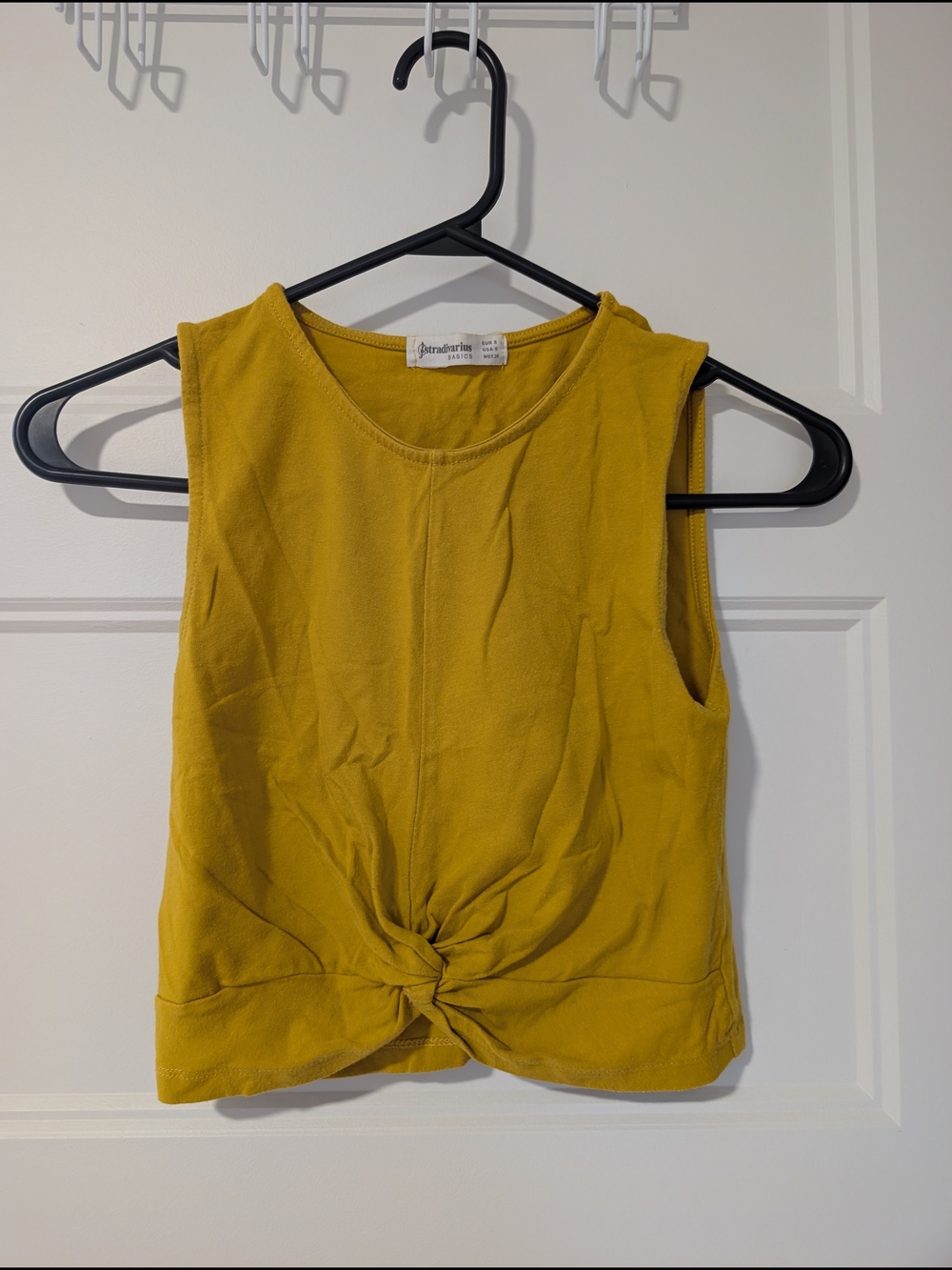Stradivarius Mustard Twist-Front Crop Tank